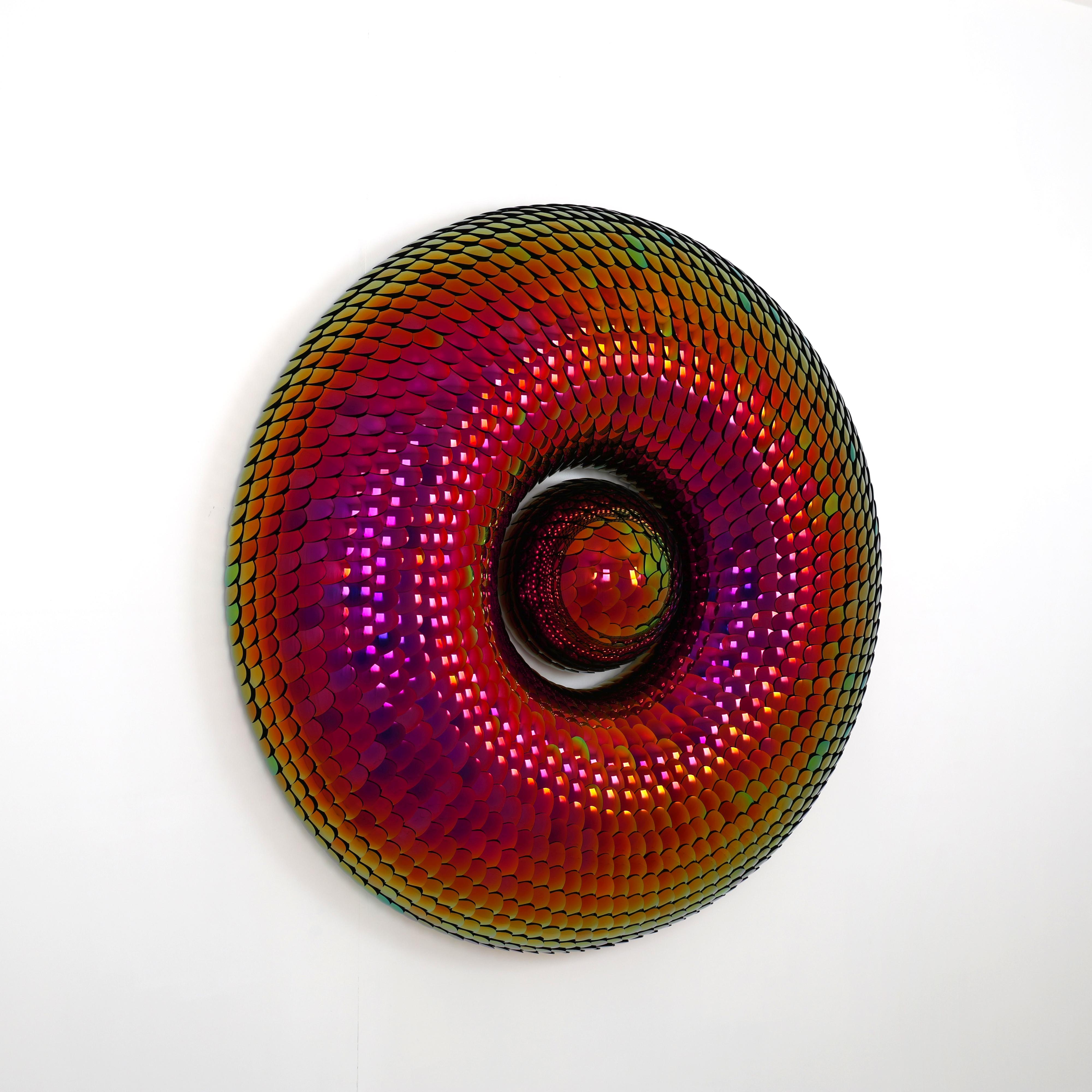 Escultura de Pared Efecto Espejo , Torus Rojo y Rosa,  por Eelco Hilgersom en venta 1