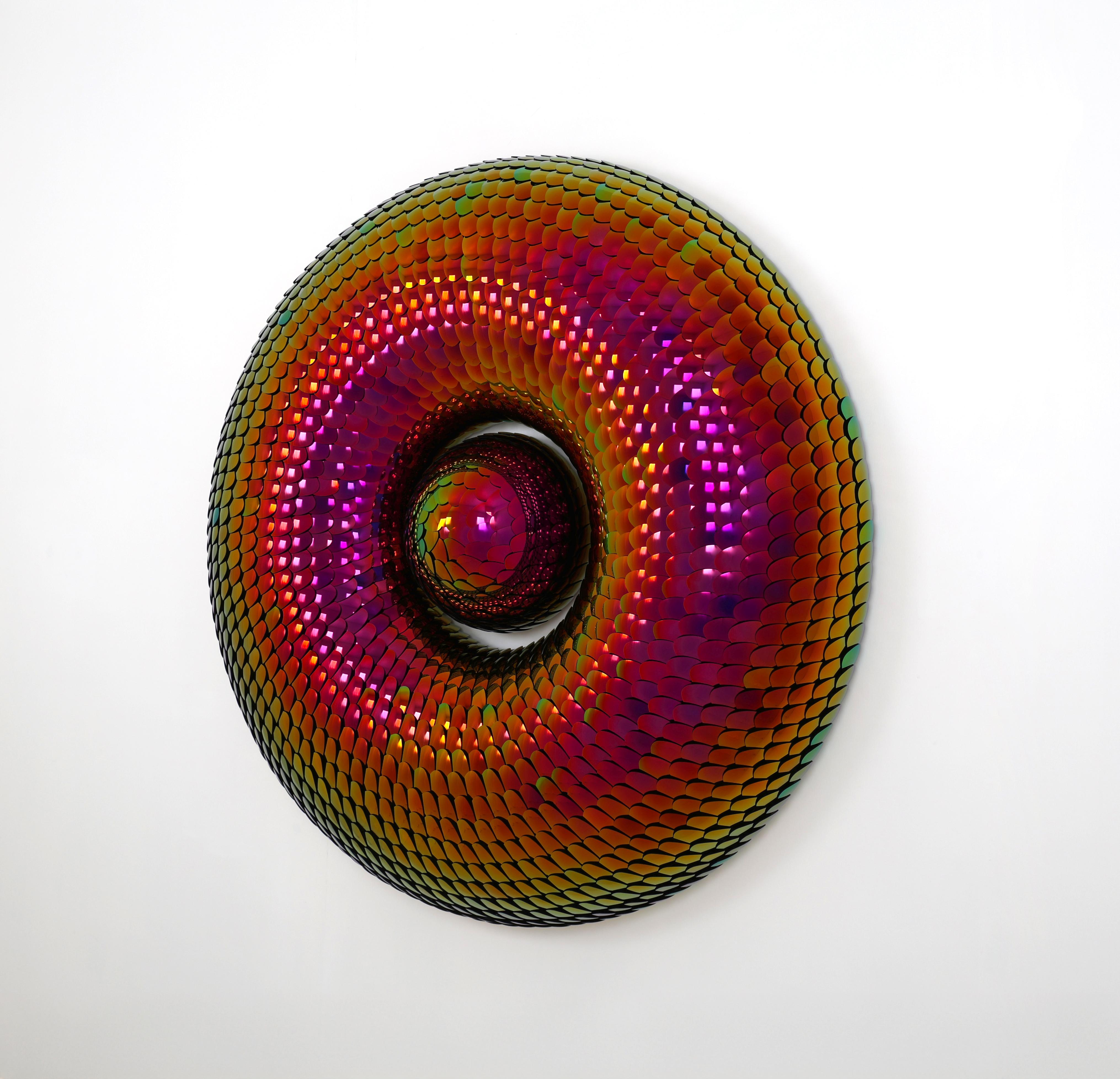 Escultura de Pared Efecto Espejo , Torus Rojo y Rosa,  por Eelco Hilgersom en venta 2
