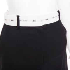 EENK LETTER X black white wool blend logo waist box pleat knee skirt XS
