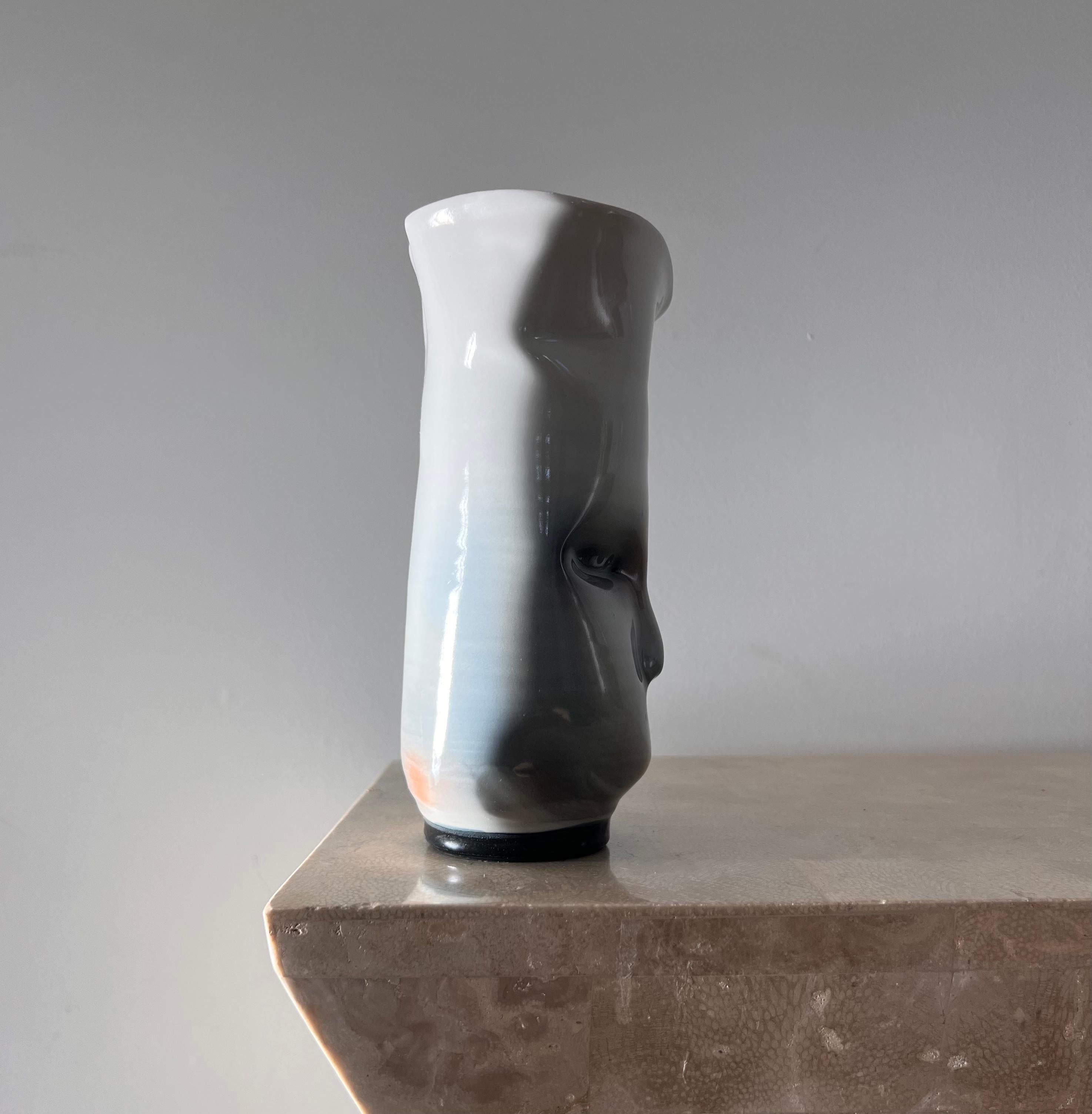 20th Century Eerie Postmodern Face Vase by Artist Bing Gleitsman, 1996
