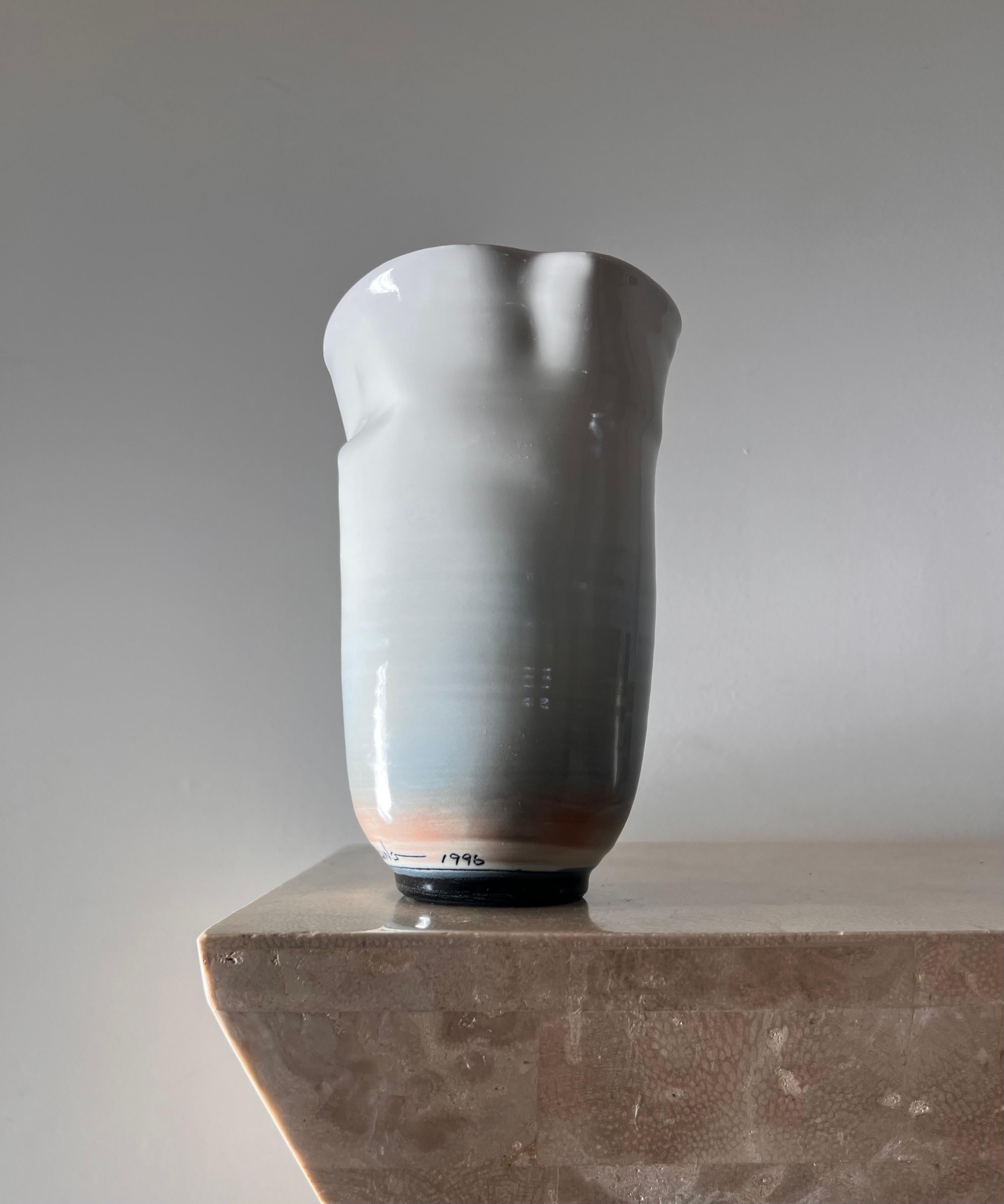 Eerie Postmodern Face Vase by Artist Bing Gleitsman, 1996 For Sale 2