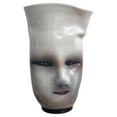 Retro Eerie Postmodern Face Vase by Artist Bing Gleitsman, 1996