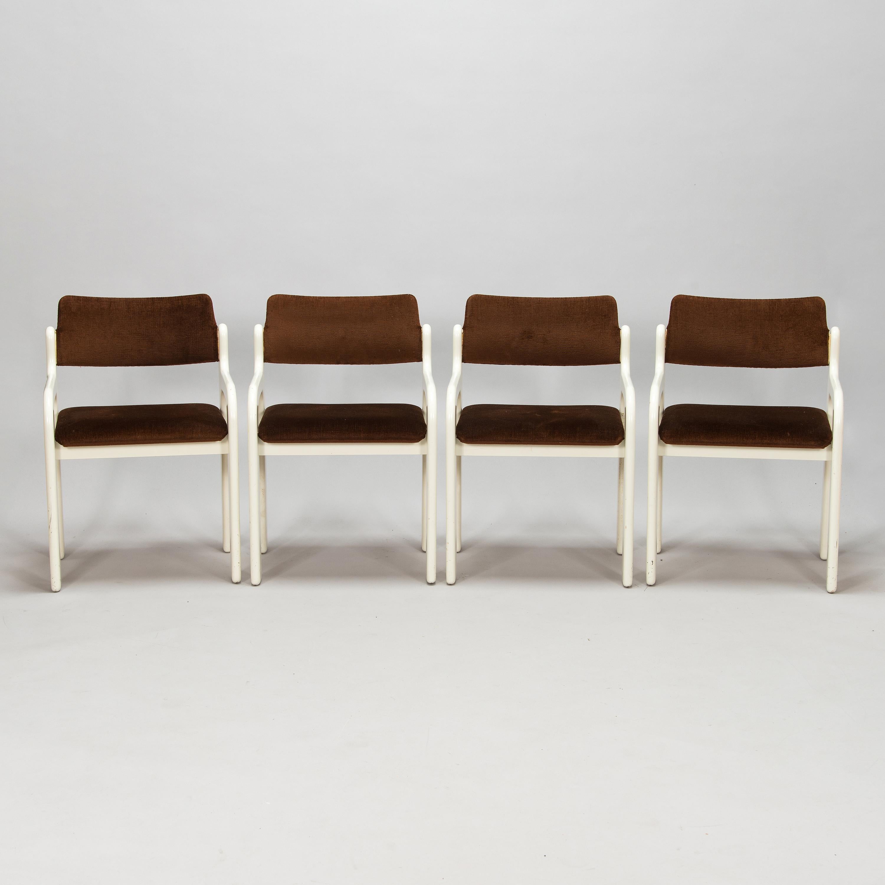 Wood Eero Aarnio 4 Chairs Model Flamingo for Asko Finland Marked, 1970s  For Sale