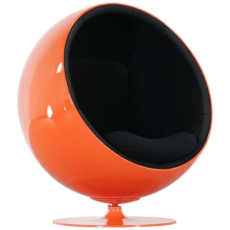 Eero Aarnio, Ball Chair by Asko, Signed 1, Edition in Bright Orange 1963 Finland at 1stDibs