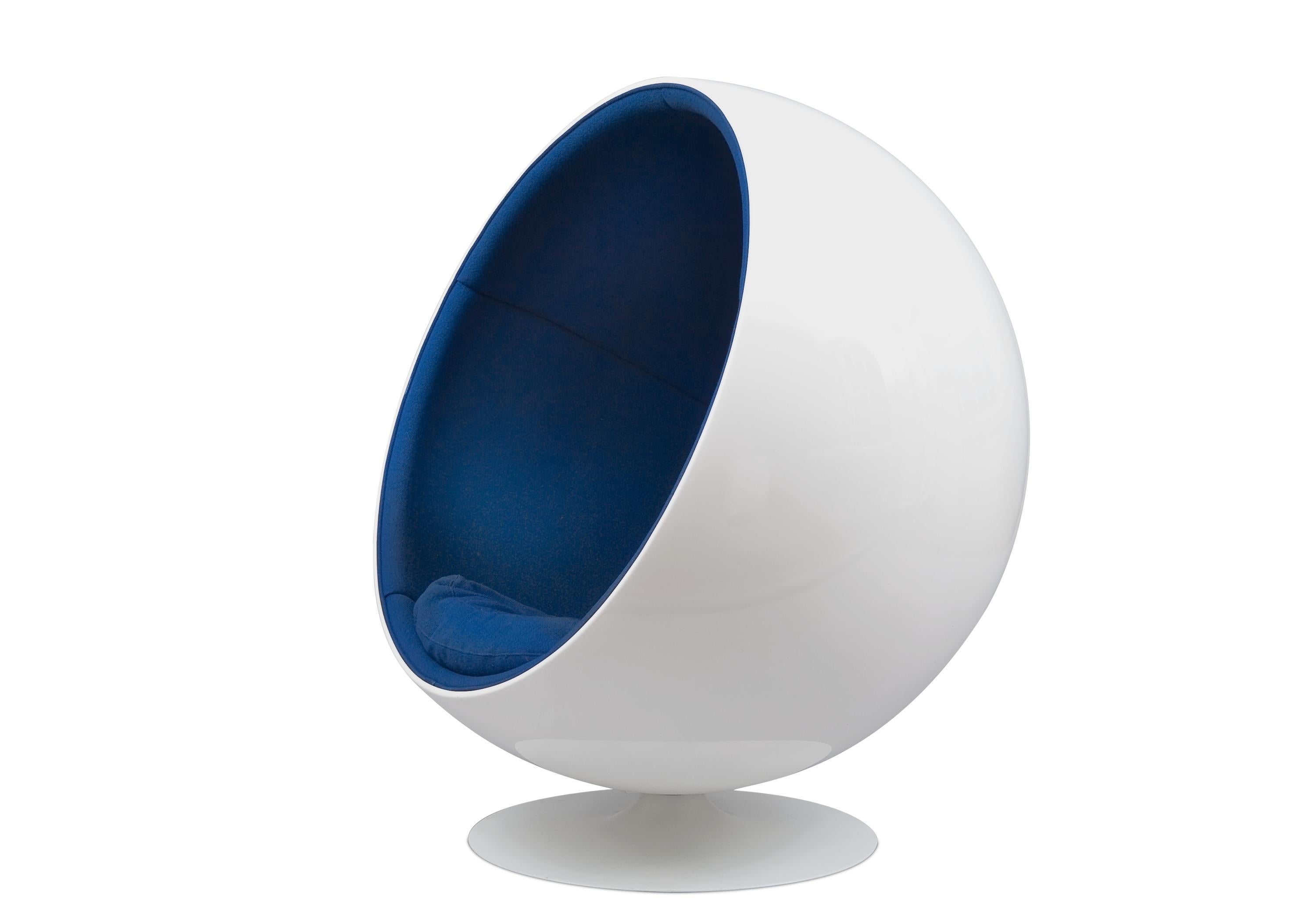The Ball Chair was designed in 1963 and debuted at the Cologne Furniture Fair in 1966. The chair is one of the most famous and beloved classics of Finnish design and it was the international breakthrough of Eero Aarnio. The Ball Chair can be found