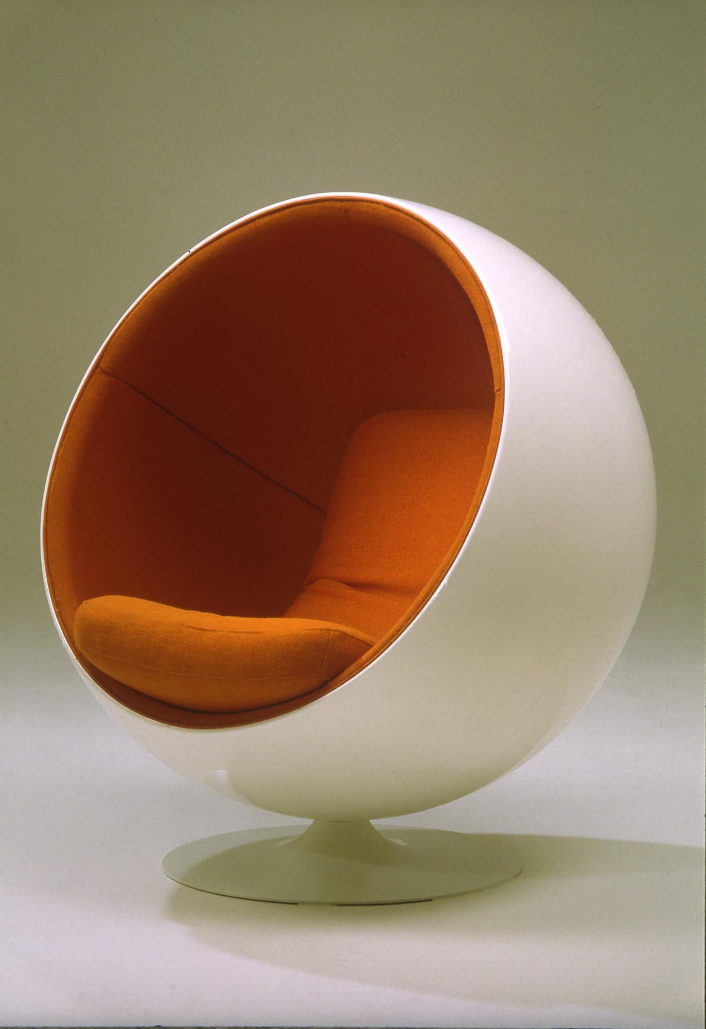 The Ball Chair was designed in 1963 and debuted at the Cologne Furniture Fair in 1966. The chair is one of the most famous and beloved classics of Finnish design and it was the international breakthrough of Eero Aarnio. The Ball Chair can be found
