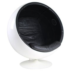 Vintage Eero Aarnio "Ball Chair" with Leather Upholstery and Speakers