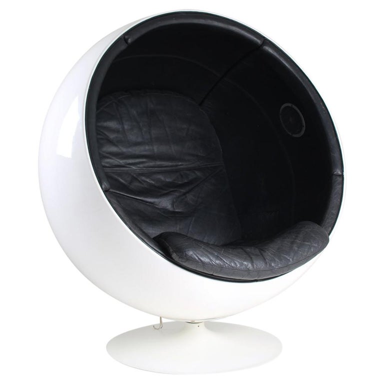 "Ball Chair" Leather Upholstery and Speakers For Sale 1stDibs