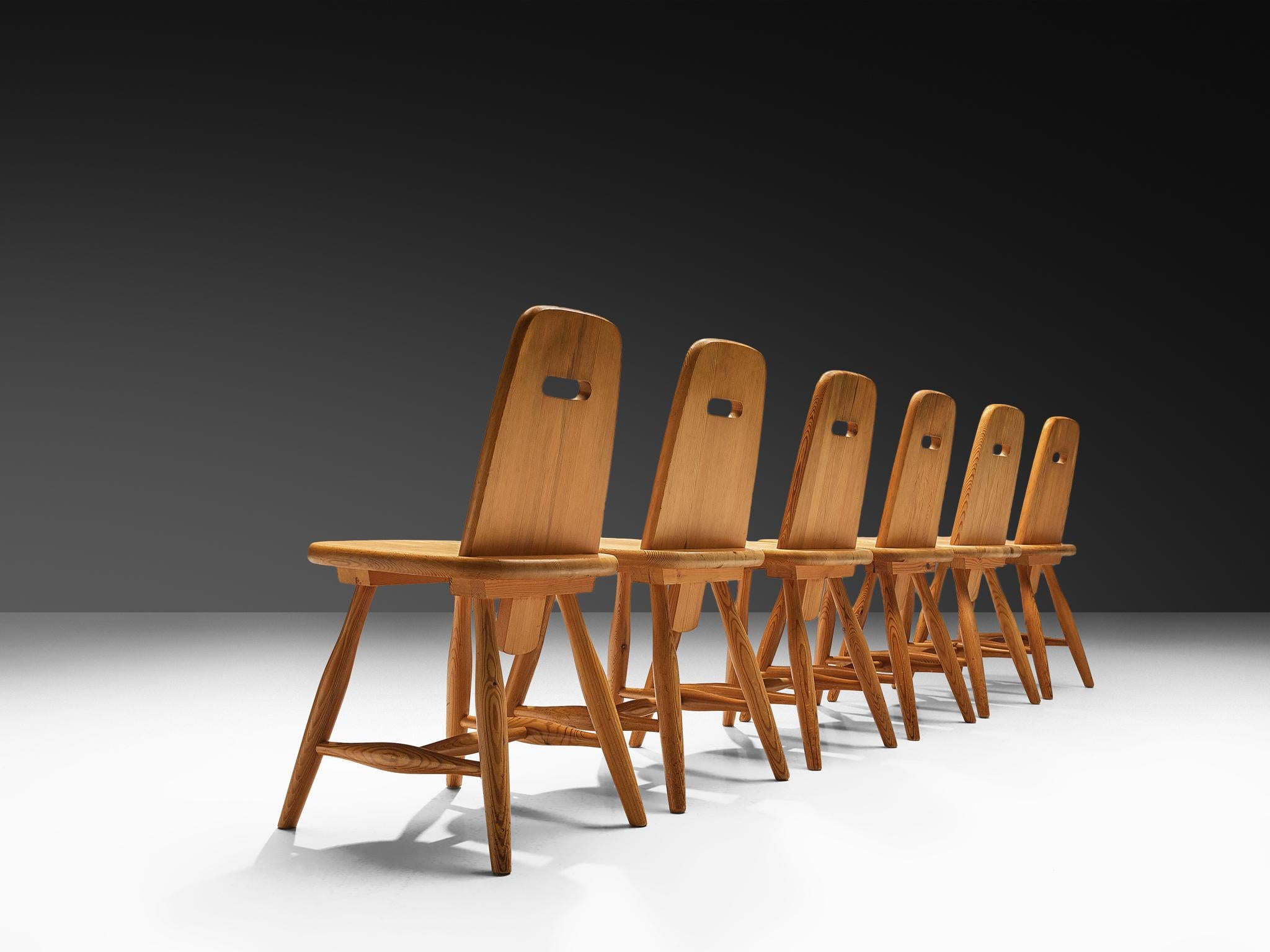 Eero Aarnio para Laukaan Puu Juego de seis sillas de comedor de pino macizo en Bueno estado para la venta en Waalwijk, NL