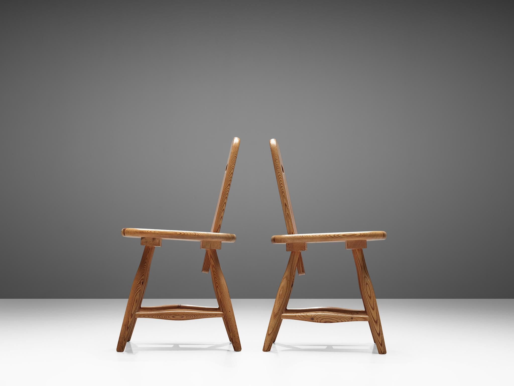 Mid-20th Century Eero Aarnio for Laukaan Puu Set of Six Dining Chairs in Solid Pine  For Sale