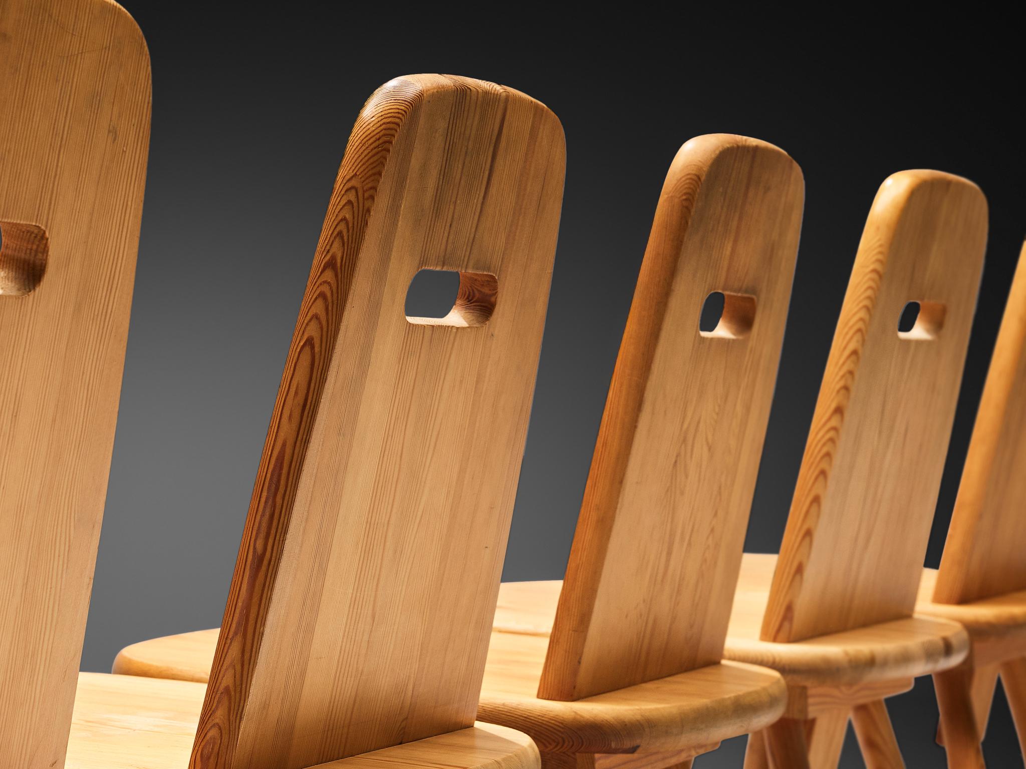 Eero Aarnio para Laukaan Puu Juego de seis sillas de comedor de pino macizo en venta 1