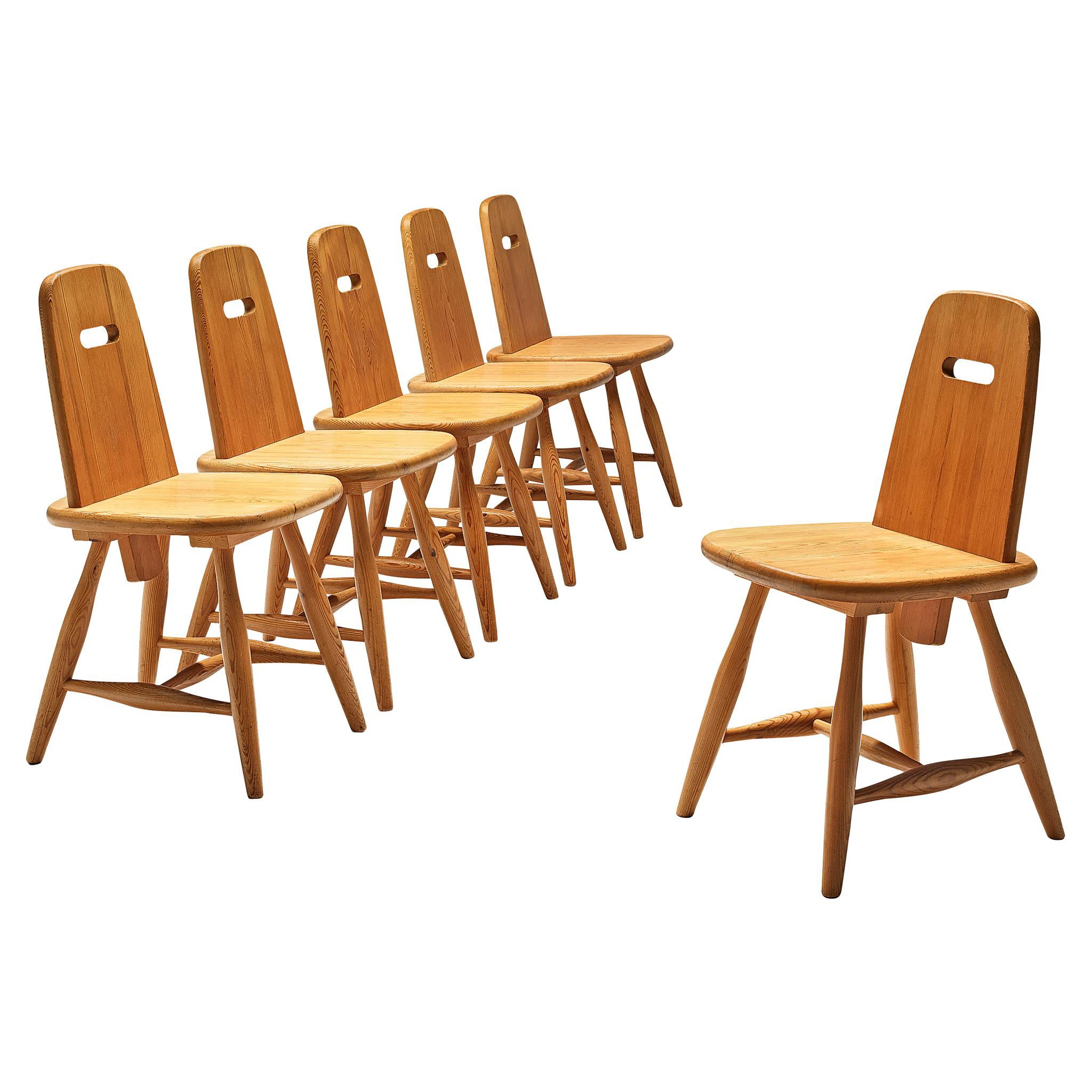 Eero Aarnio per Laukaan Puu Set di sei sedie da pranzo in pino massiccio