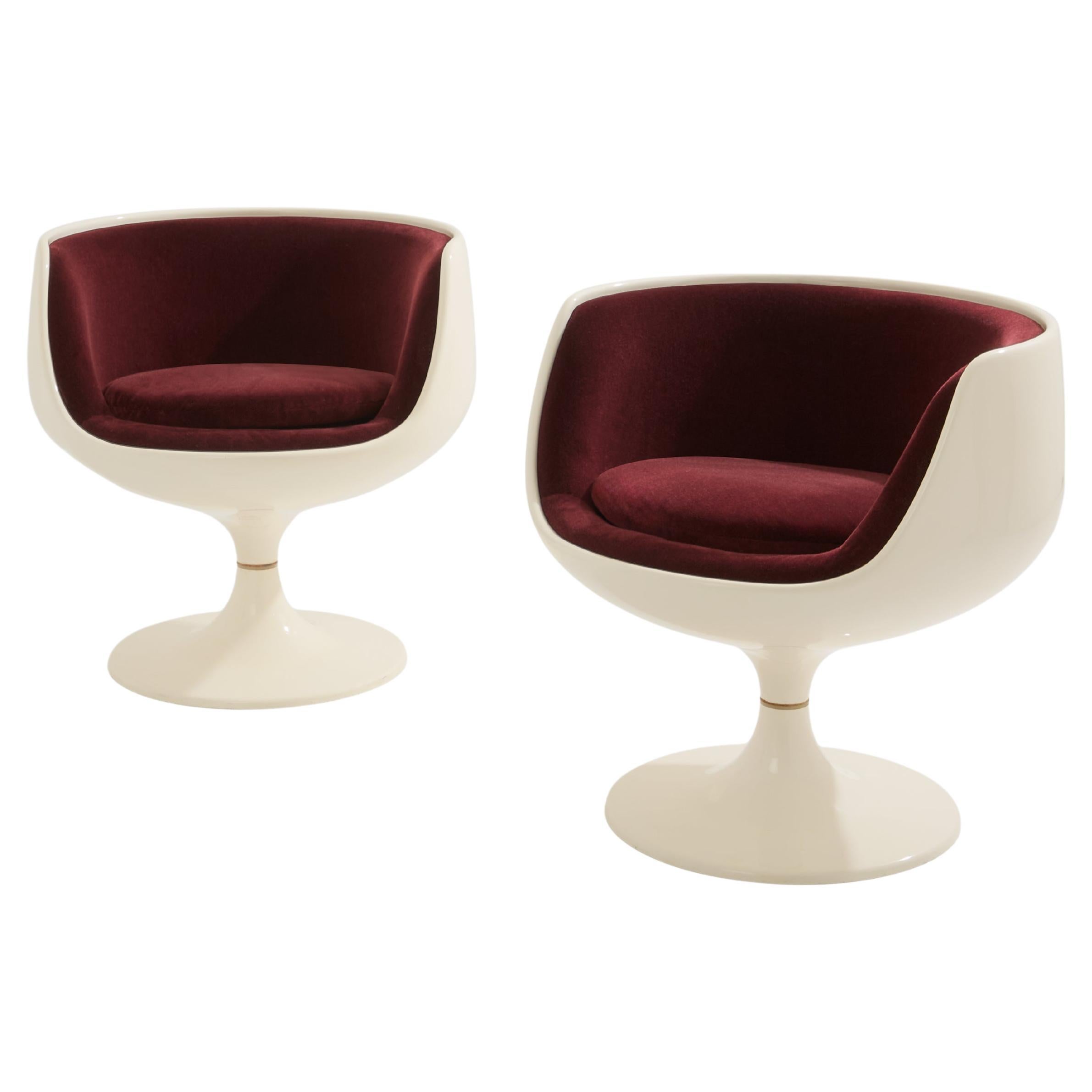 Eero Aarnio pair of Cognac chairs fiberglass alpaca velvet 1967 For Sale