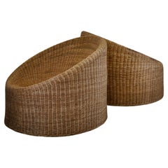 Eero Aarnio, Pair of “Elephant Boot” Rattan Lounge Chairs, 1970s, Finland