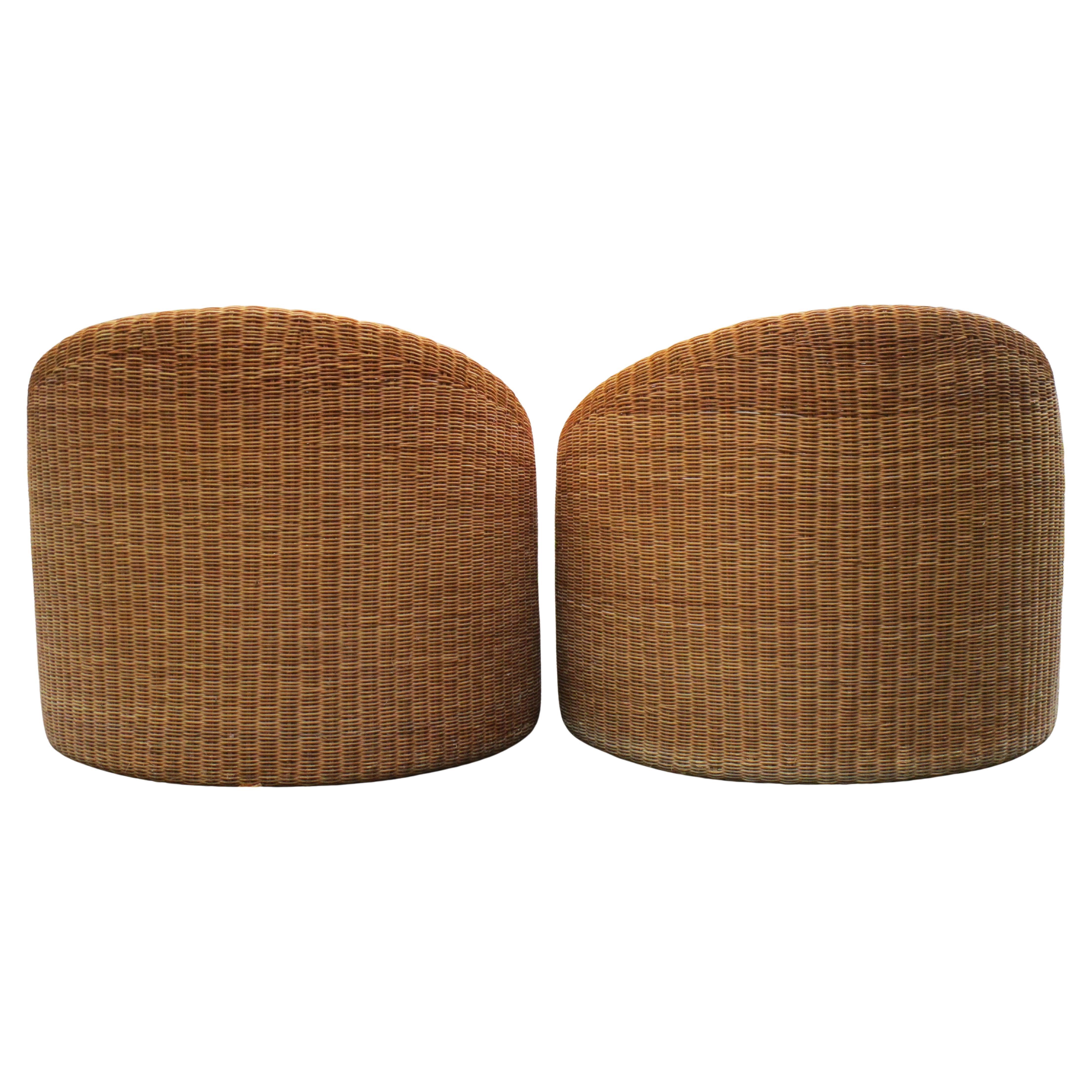 Hong Kong Pair Eero Aarnio Rattan Elephant Boot Lounge Chairs, 1960-1970 For Sale