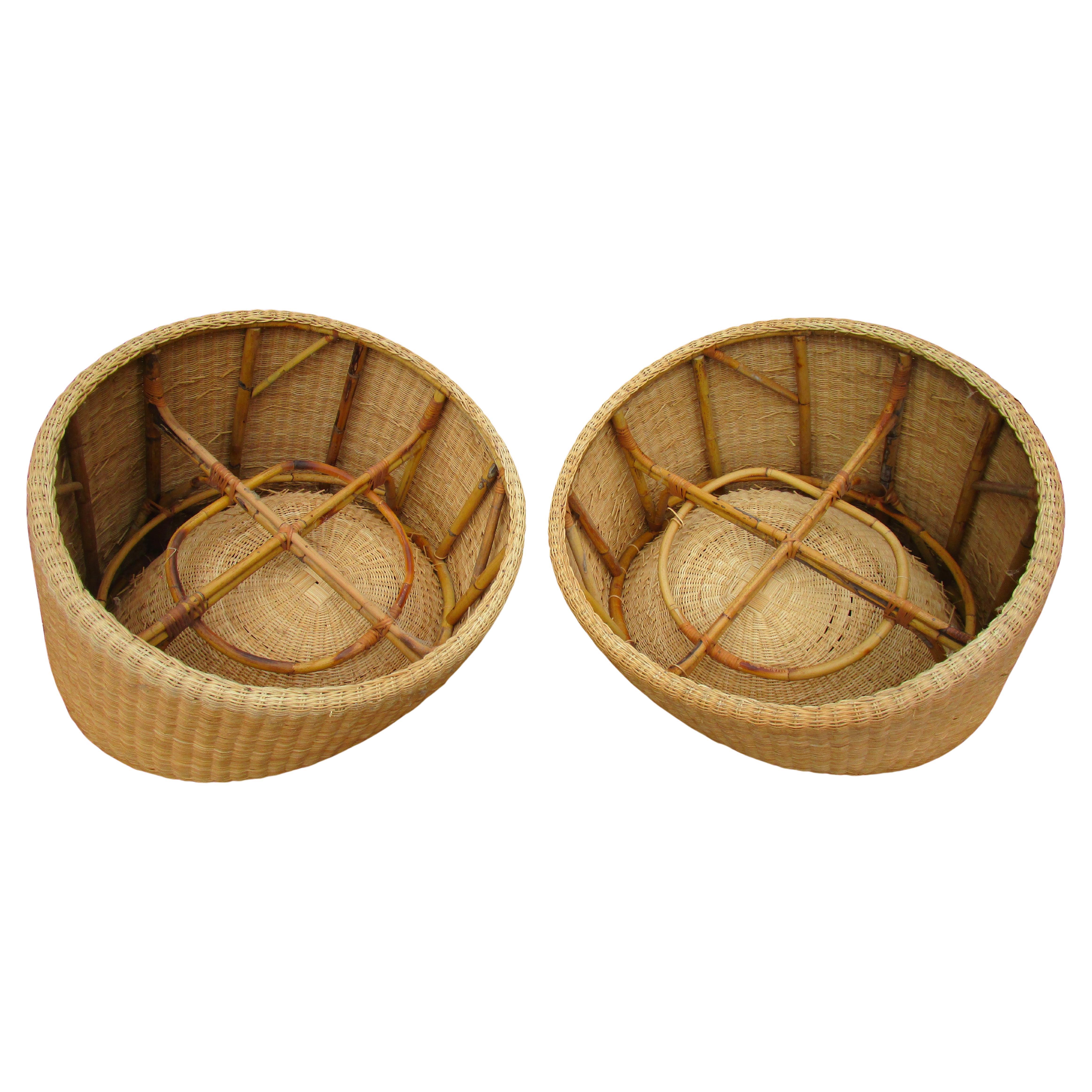 20th Century Pair Eero Aarnio Rattan Elephant Boot Lounge Chairs, 1960-1970 For Sale