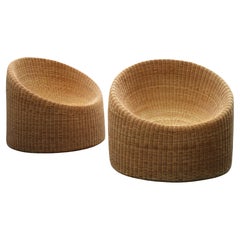 Pair Eero Aarnio Rattan Elephant Boot Lounge Chairs, 1960-1970