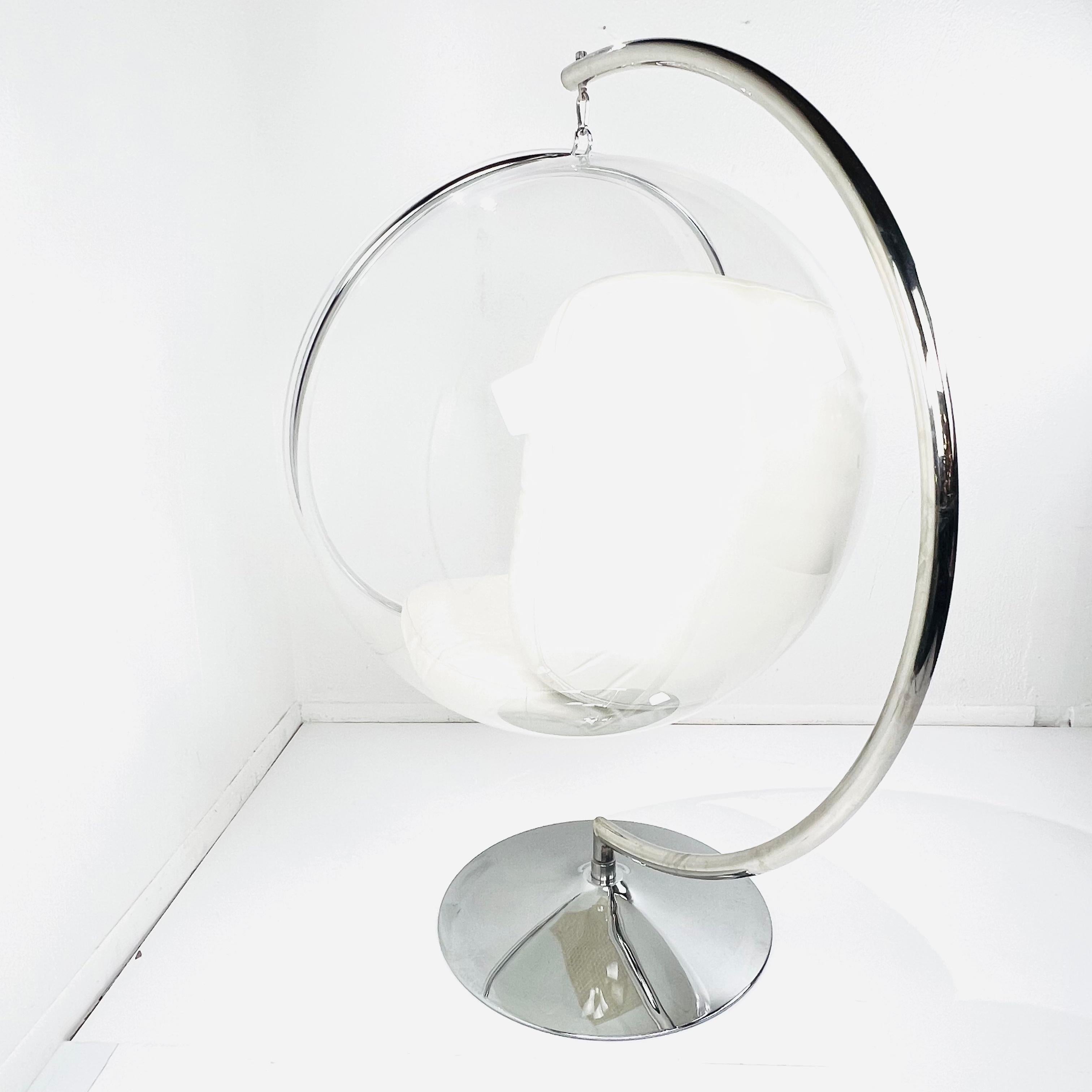 Stainless Steel Eero Aarnio Suspended Lucite Bubble Chair For Sale