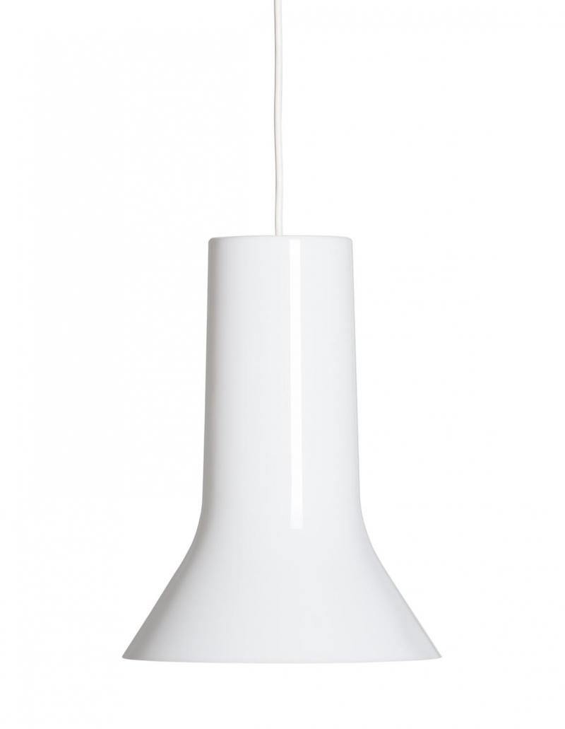 Eero Aarnio 'Vaasi' white pendant for Innolux Oy, Finland. Designed in 2011, Aarnio's iconic light consists of two acrylic shades of different colors, one nesting inside the other. Aarnio’s original concept of flower vases nesting inside each other