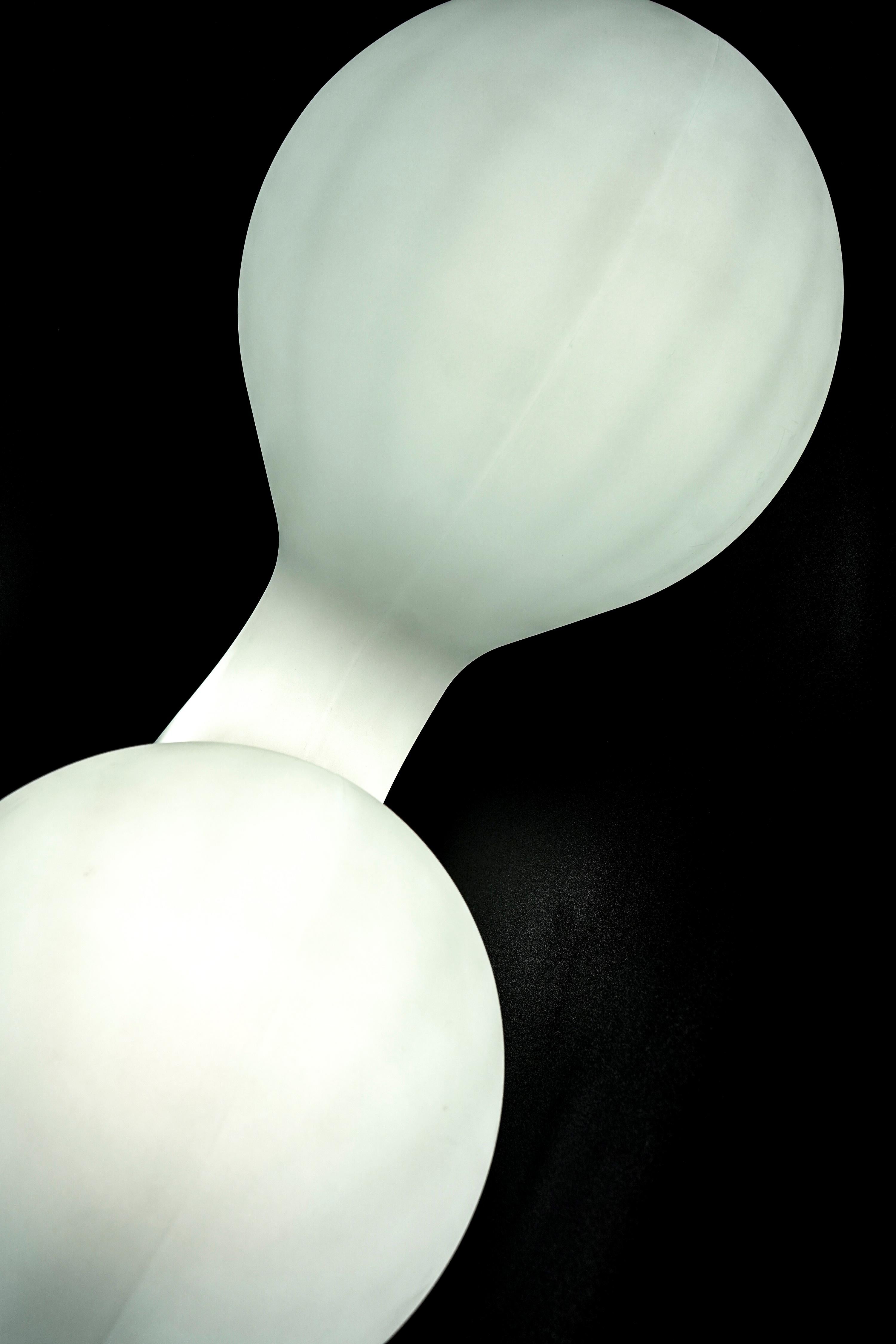 Eero Aarnio White Vintage Fiberglass Double Bubble Floor Lamp 1
