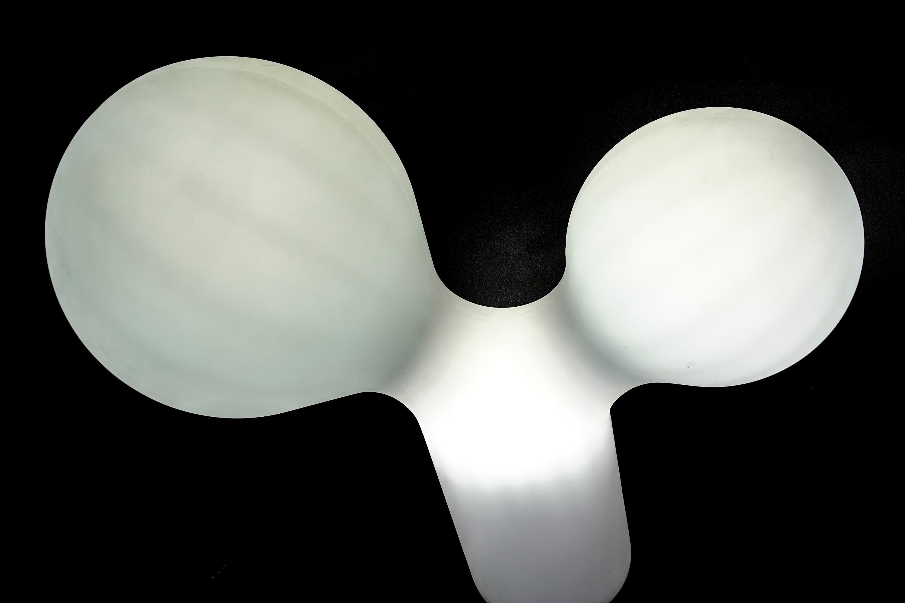 Modern Eero Aarnio White Vintage Fiberglass Double Bubble Floor Lamp