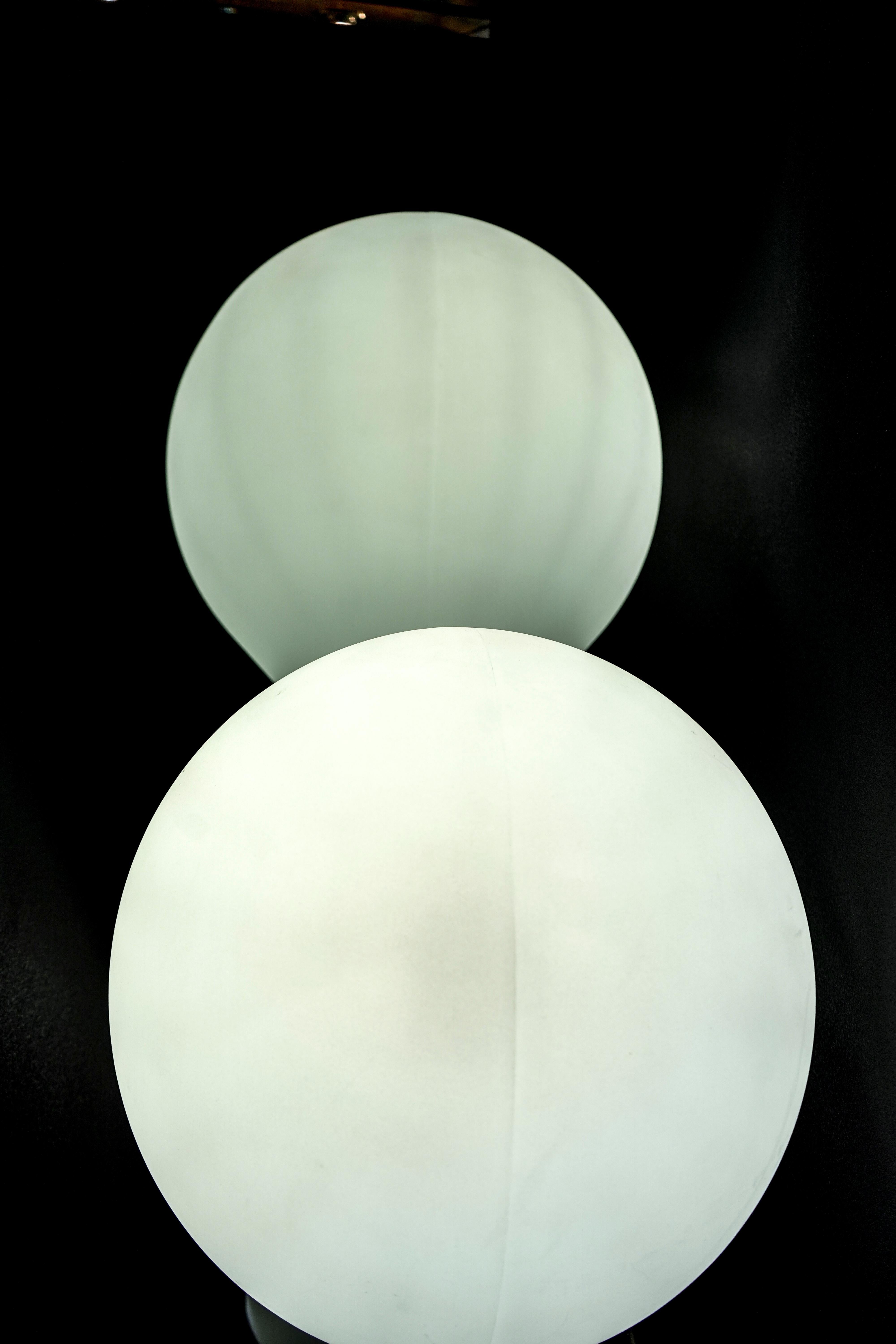 French Eero Aarnio White Vintage Fiberglass Double Bubble Floor Lamp