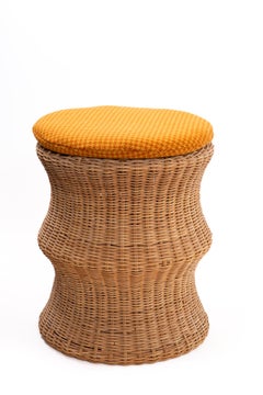 Eero Aarnio Wicker and Upholstered Ottomans or Stools