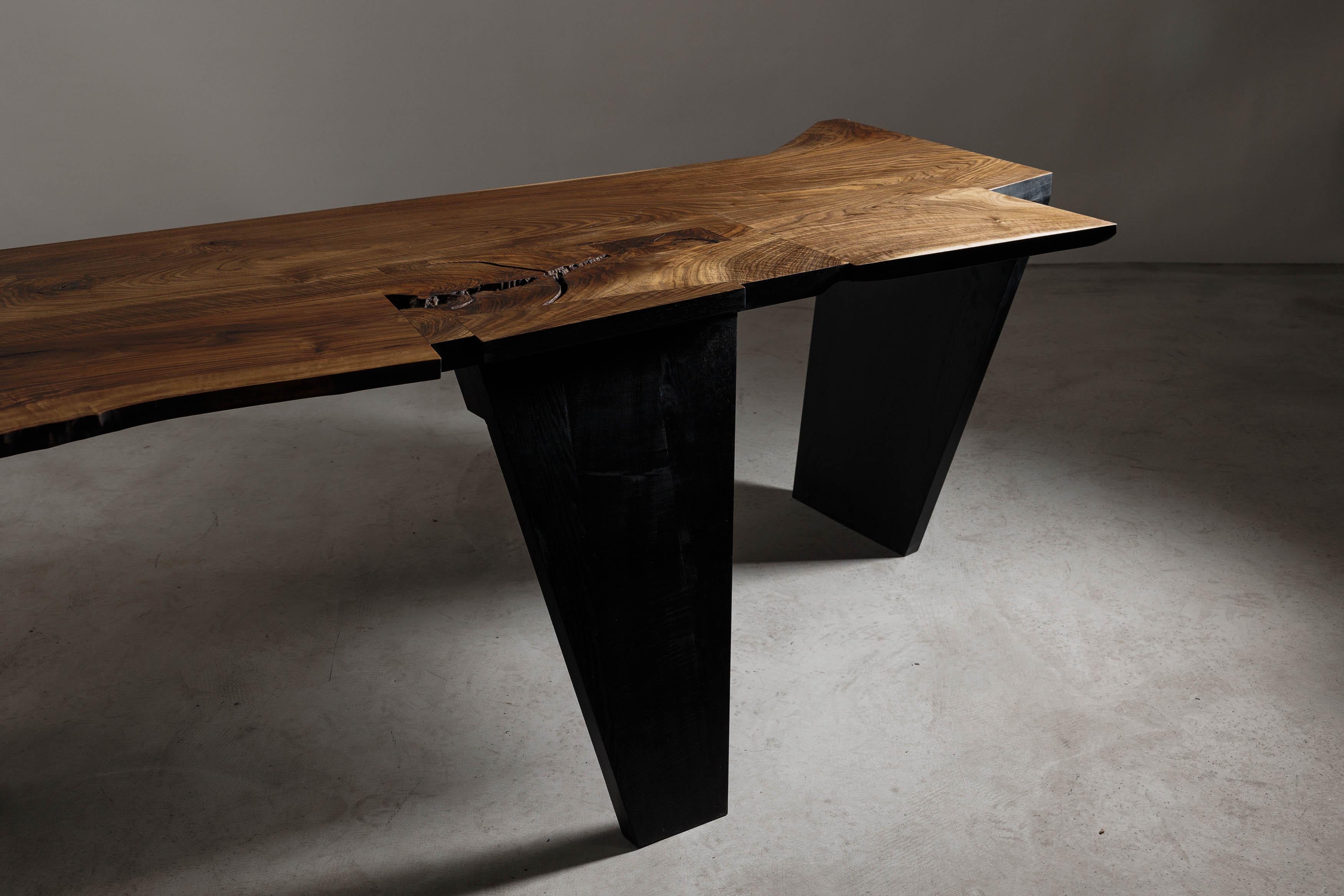 Contemporary Brutalism Inspired Modern Walnut Desk by Eero Moss For Sale