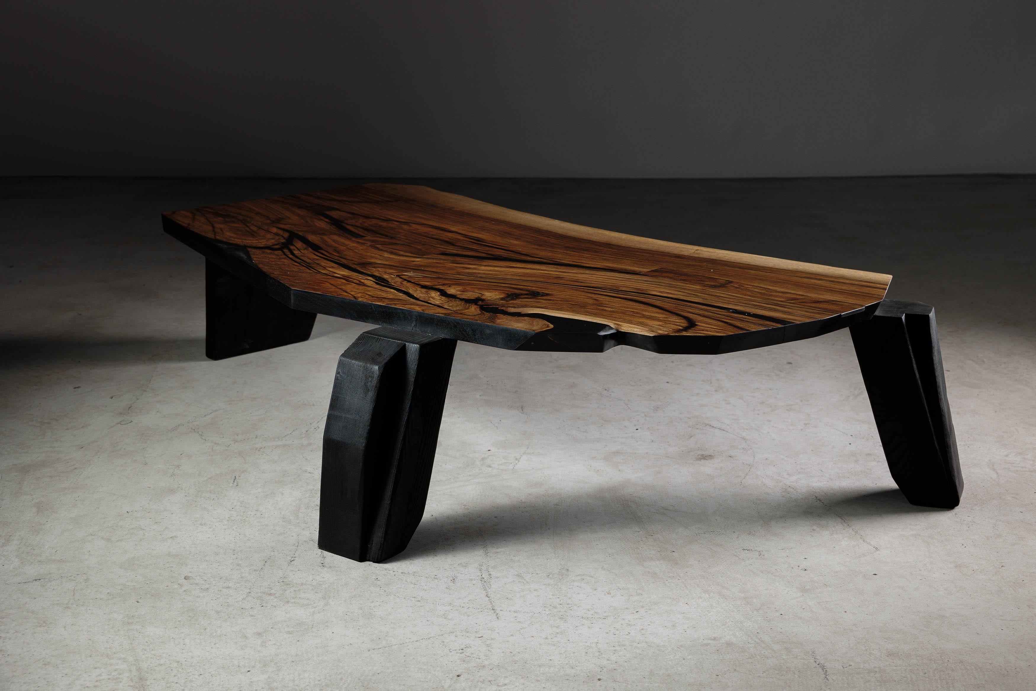 Contemporary Eero Moss Walnut Brutalist Coffee Table, EM102 For Sale