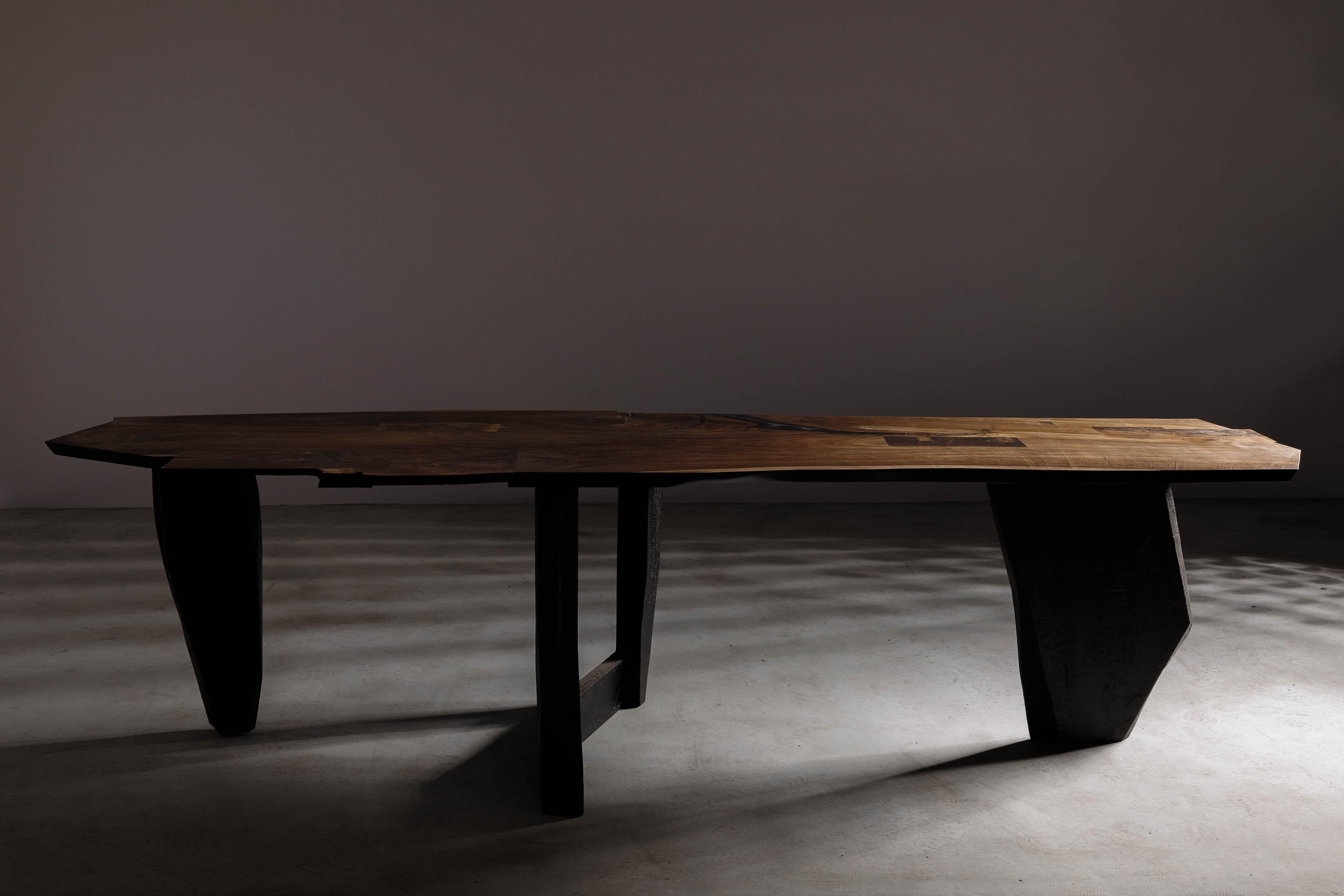 Blackened Modern Brutalist Sculptural Dining Table, EM202 by Eero Moss For Sale