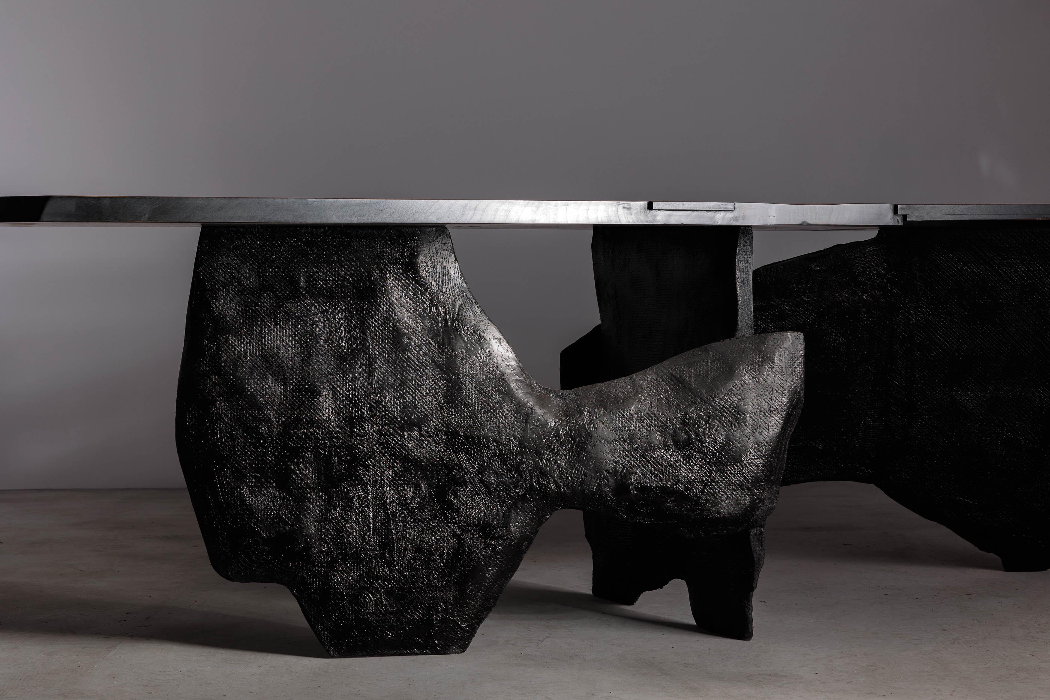 Modern Brutalist Walnut Sculptural Dining Table, EM204 For Sale 3