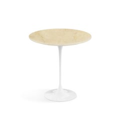 Eero Saarinen 20" Side Table, Polished Empire Beige Marble & Black or White Base