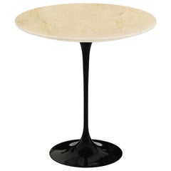 Eero Saarinen 20" Side Table, Polished Empire Beige Marble & Black or White Base