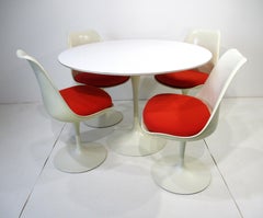 Eero Saarinen 42" Tulip Dining Table with 4 Swiveling Chairs for Knoll