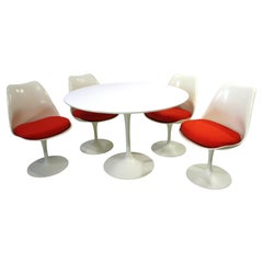 Eero Saarinen 42" Tulip Dining Table with 4 Swiveling Chairs for Knoll