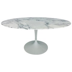 Eero Saarinen White Arabescato Marble Dining or Center Table for Knoll