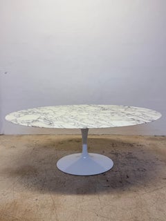 Eero Saarinen 78” Oval Arabescato Marble Tulip Dining Table for Knoll, 2000s