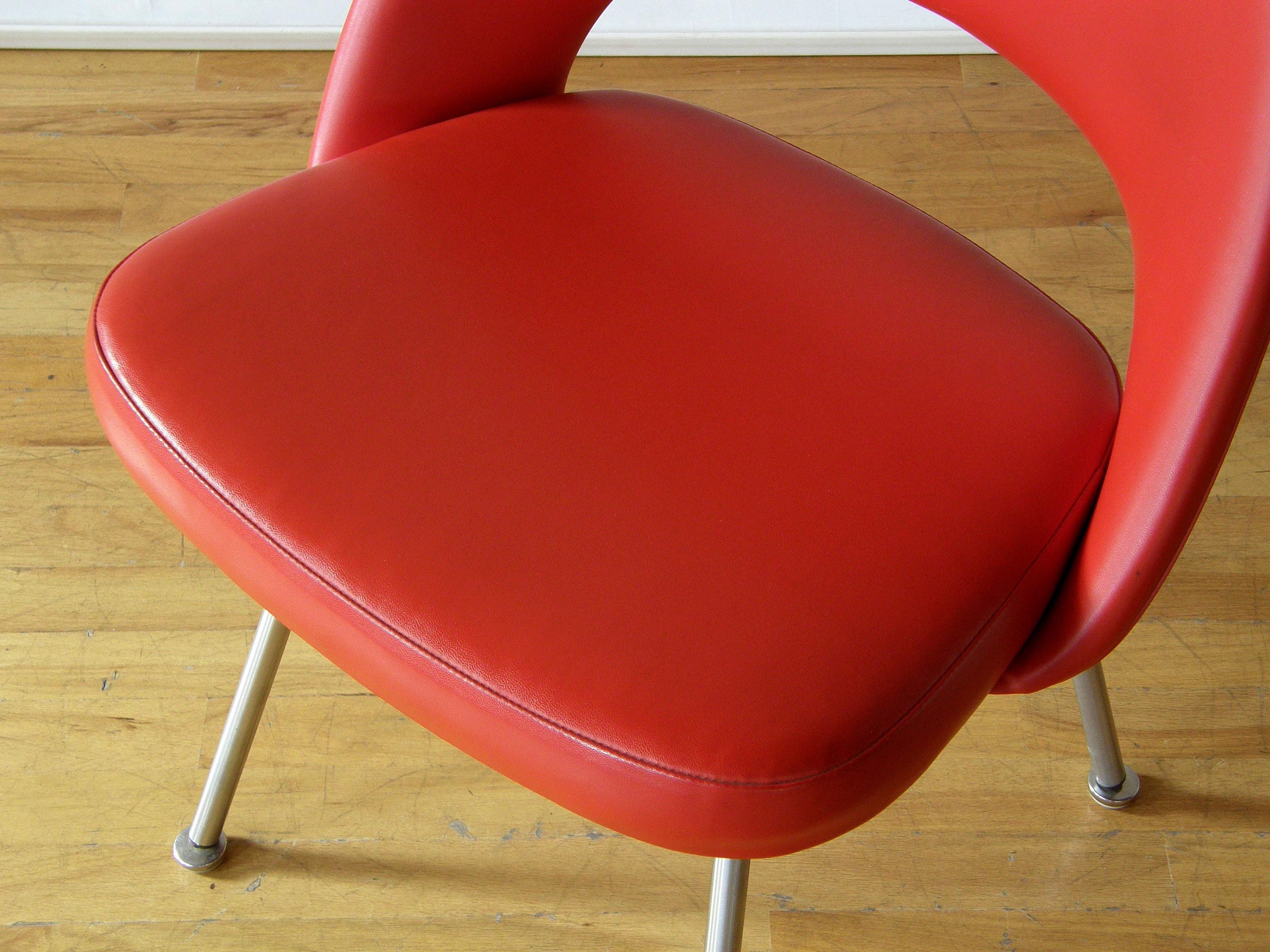 Plated Eero Saarinen Armless Executive Chair for Knoll Associates Model 72 Red Vinyl