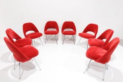 Eero Saarinen Armless Executive Chairs by Knoll in Donghia Red Mohair