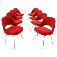 Eero Saarinen Armless Executive Chairs by Knoll in Donghia Red Mohair