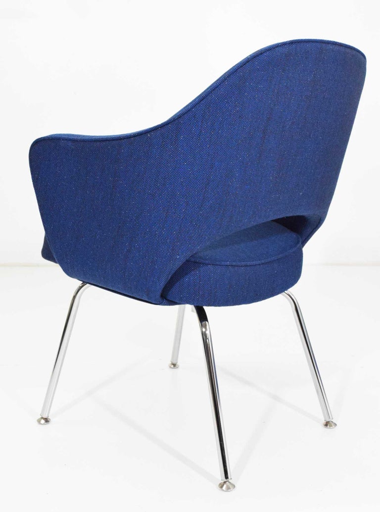 American Eero Saarinen Executive Armchair in Blue Raf Simons Upholstery For Sale
