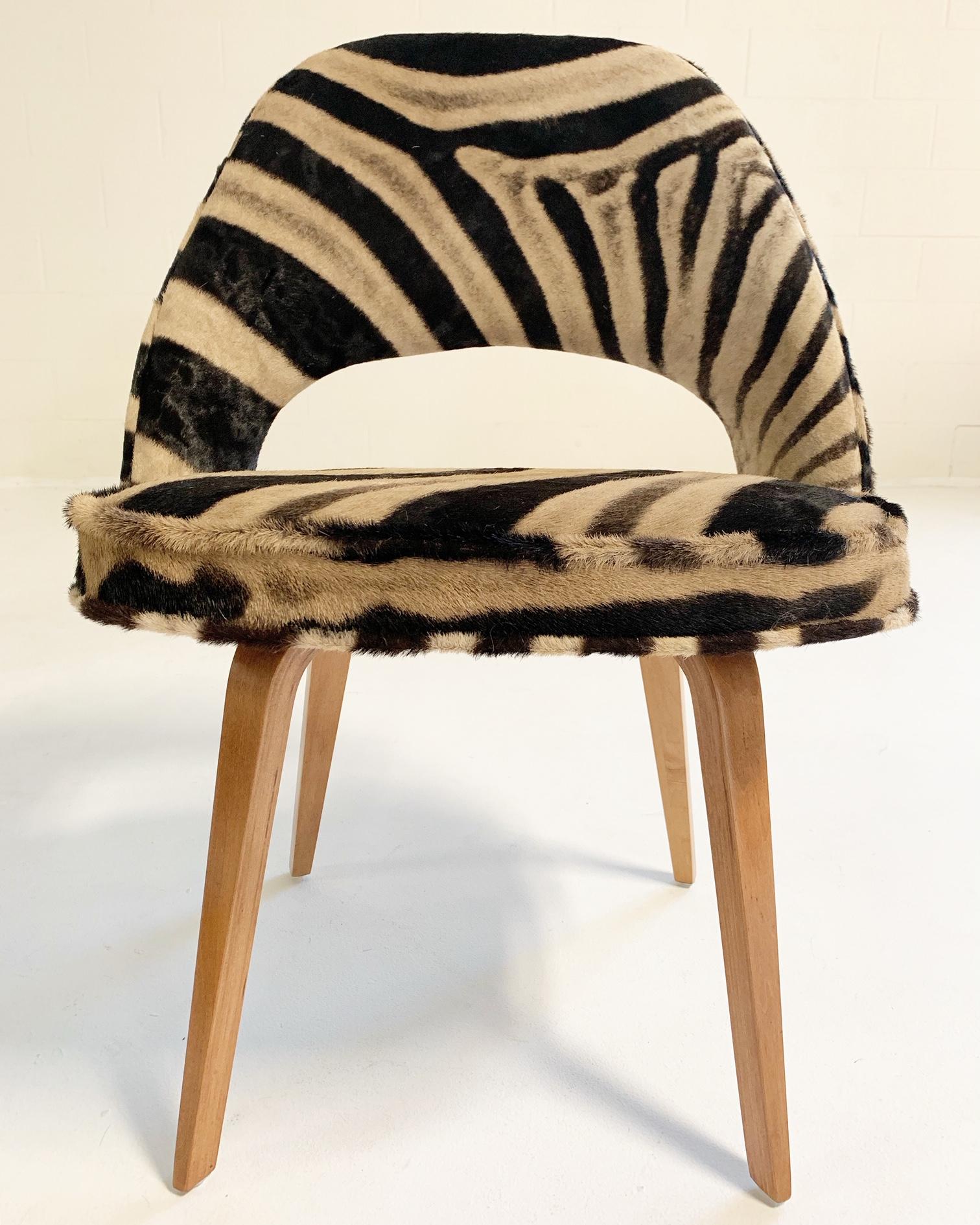 20th Century Eero Saarinen Executive Chairs in Zebra Hide, Pair