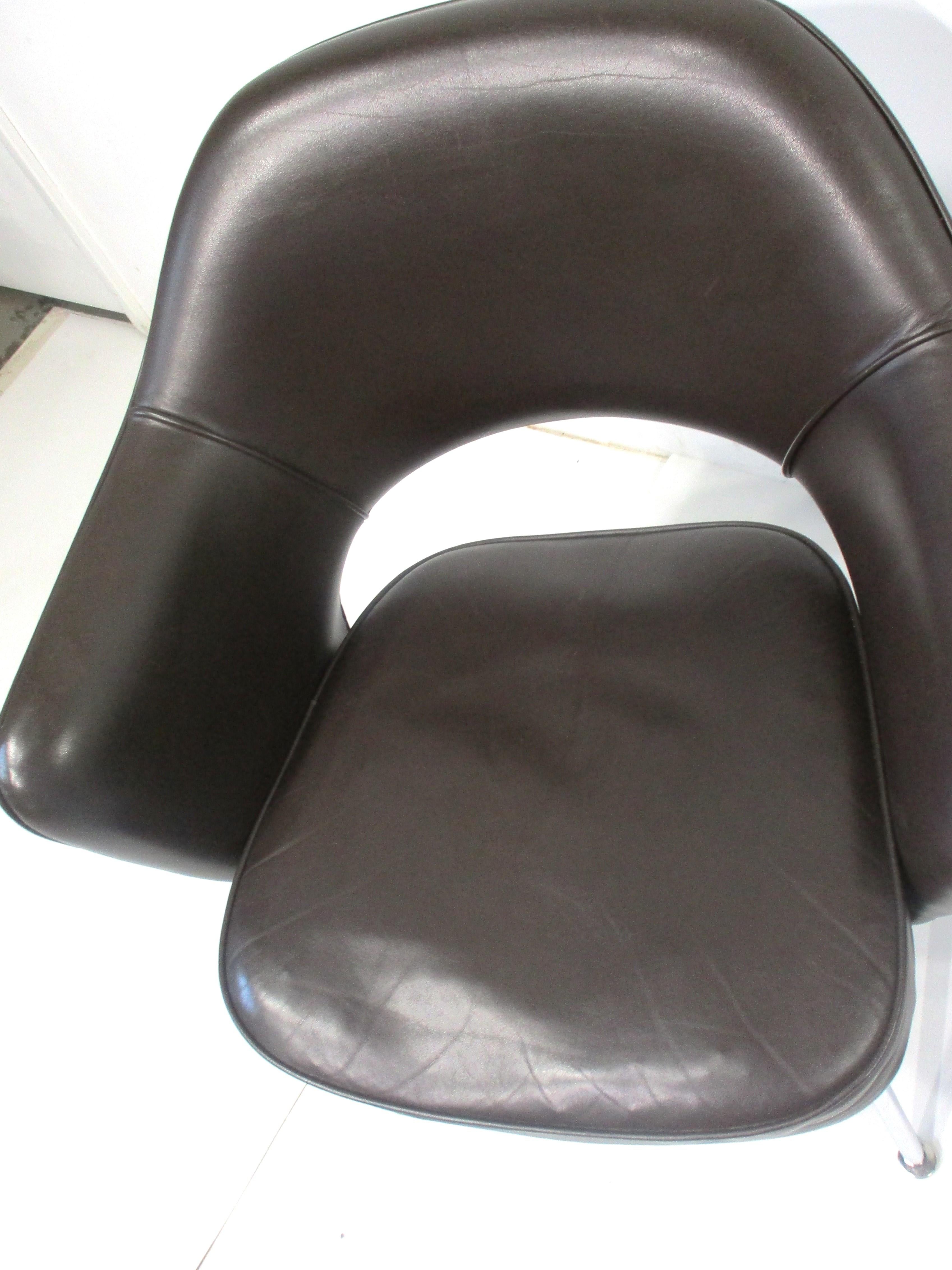 Eero Saarinen Executive Leather Arm Chairs by Knoll # M -71 3