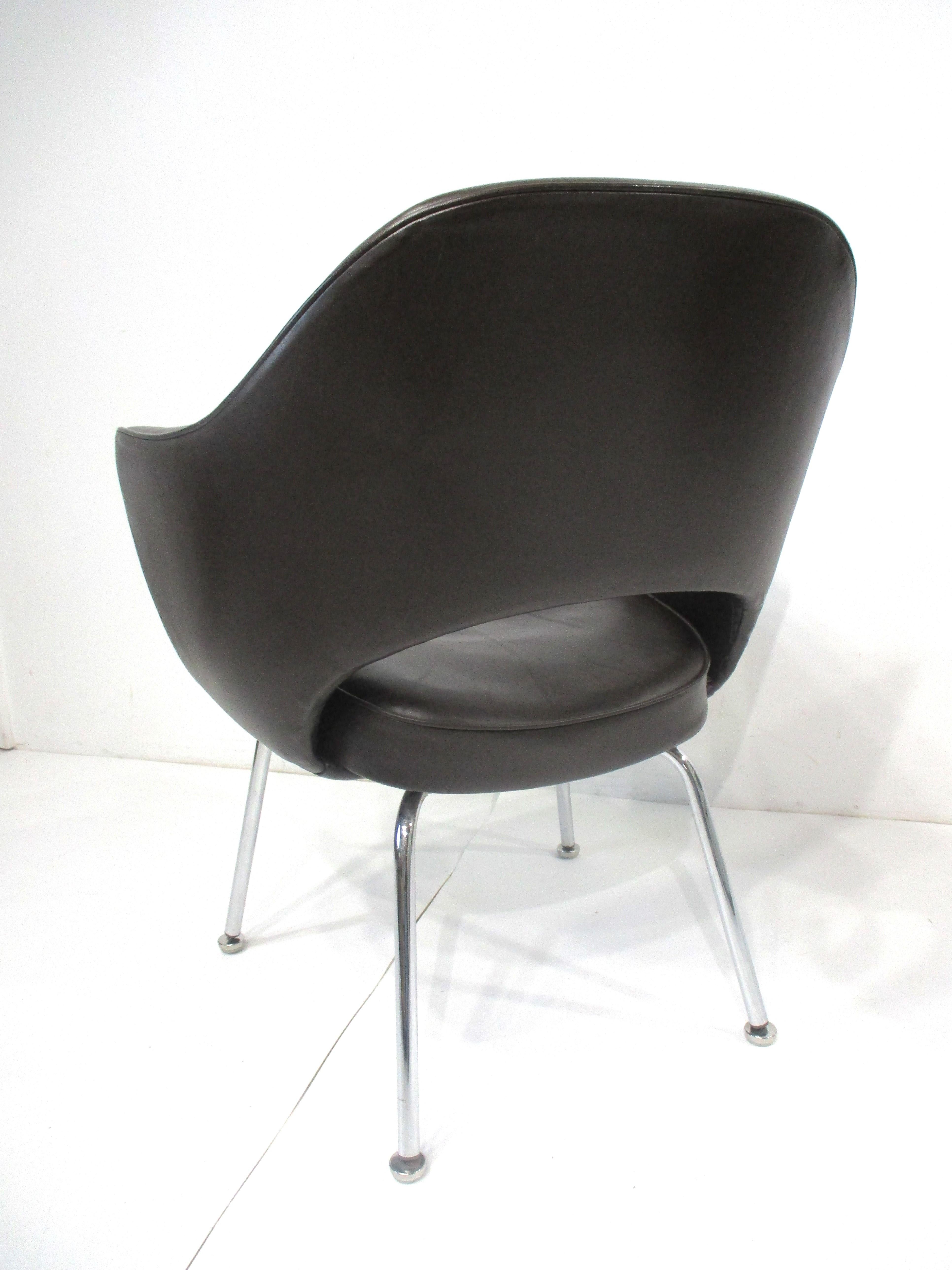 Eero Saarinen Executive Leather Arm Chairs by Knoll # M -71 4
