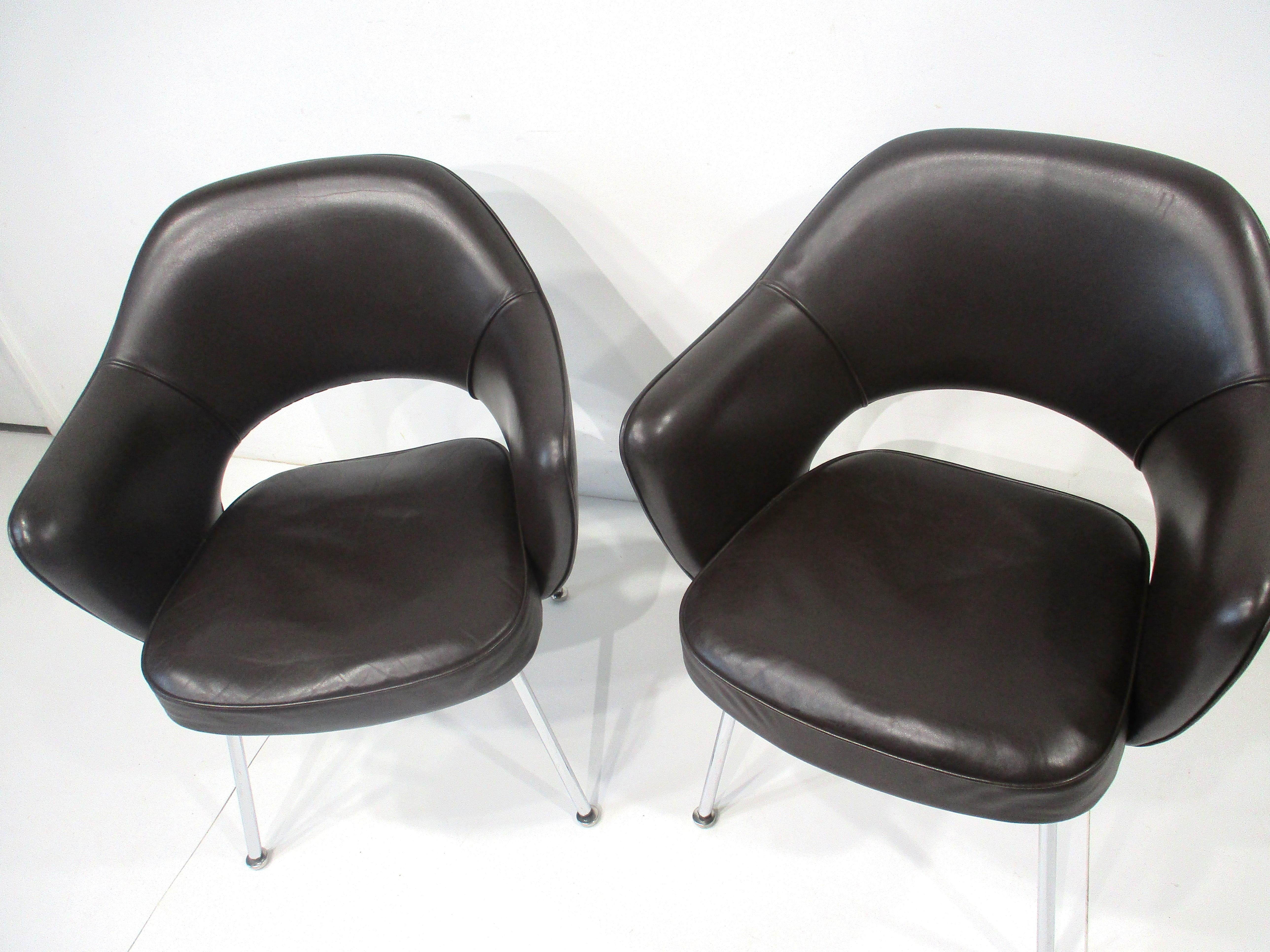 Eero Saarinen Executive Leather Arm Chairs by Knoll # M -71 1