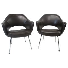 Eero Saarinen Executive Leather Arm Chairs by Knoll # M -71