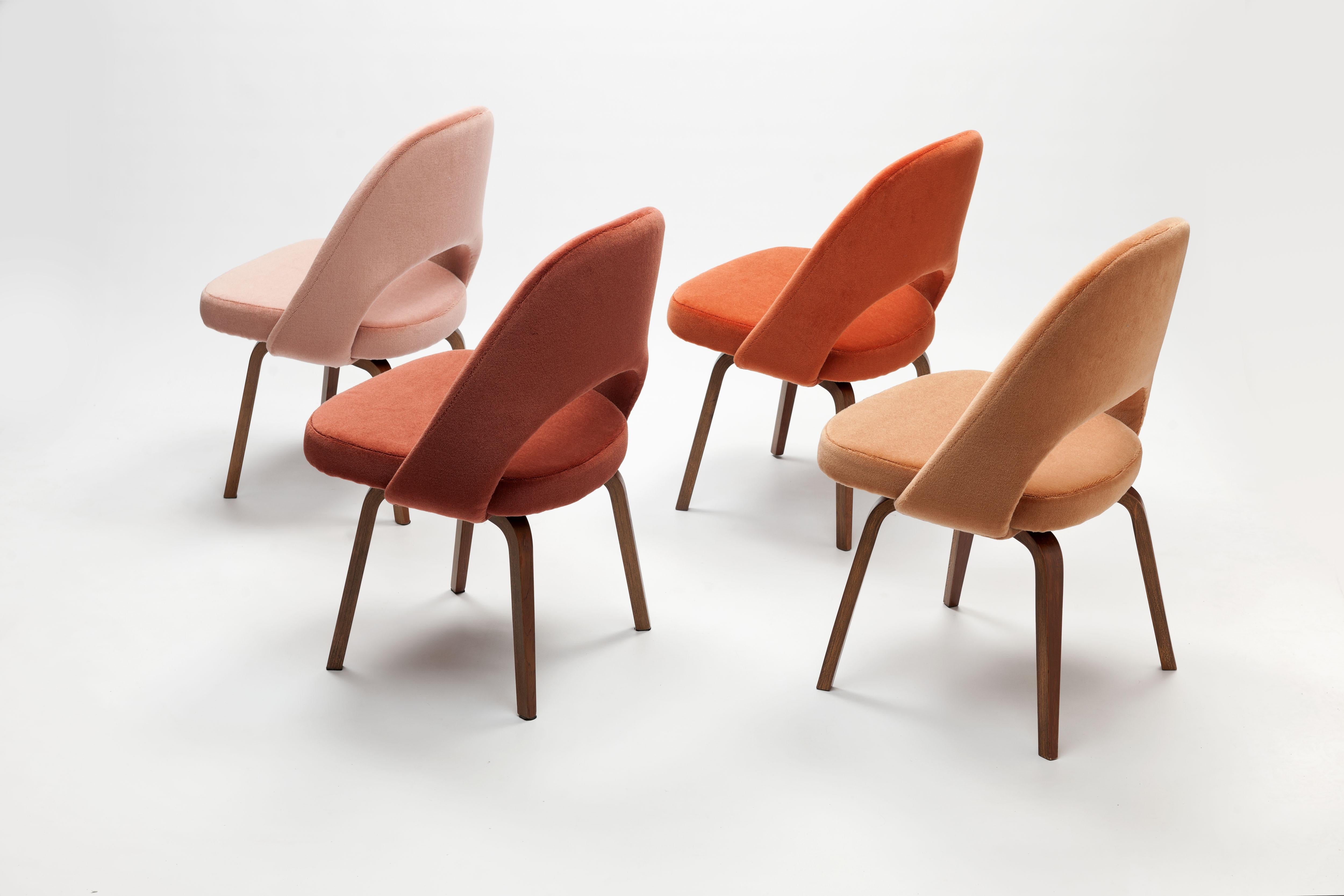 American Eero Saarinen Executive Side Chairs with Wooden Legs