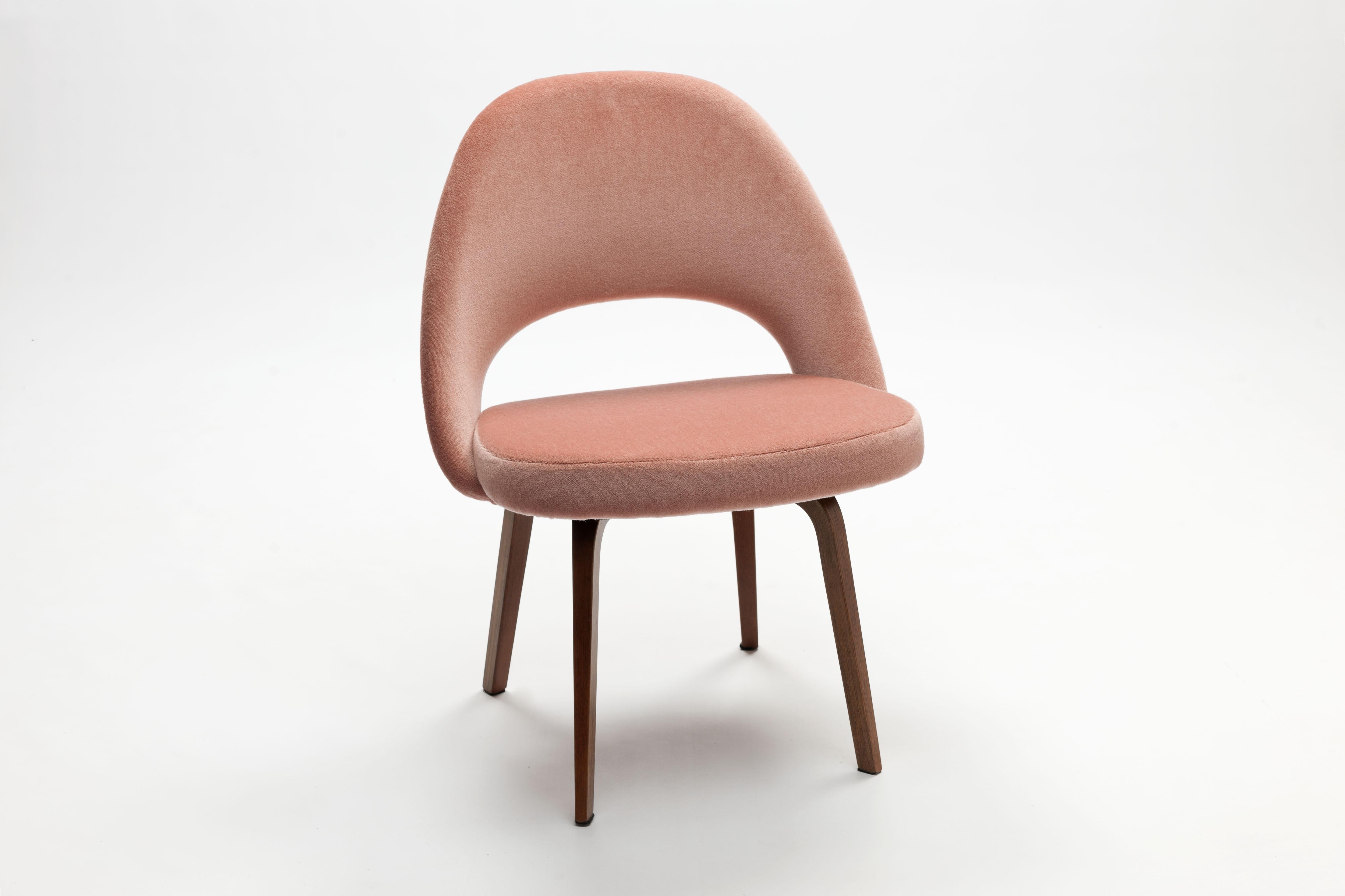 Wool Eero Saarinen Executive Side Chairs with Wooden Legs