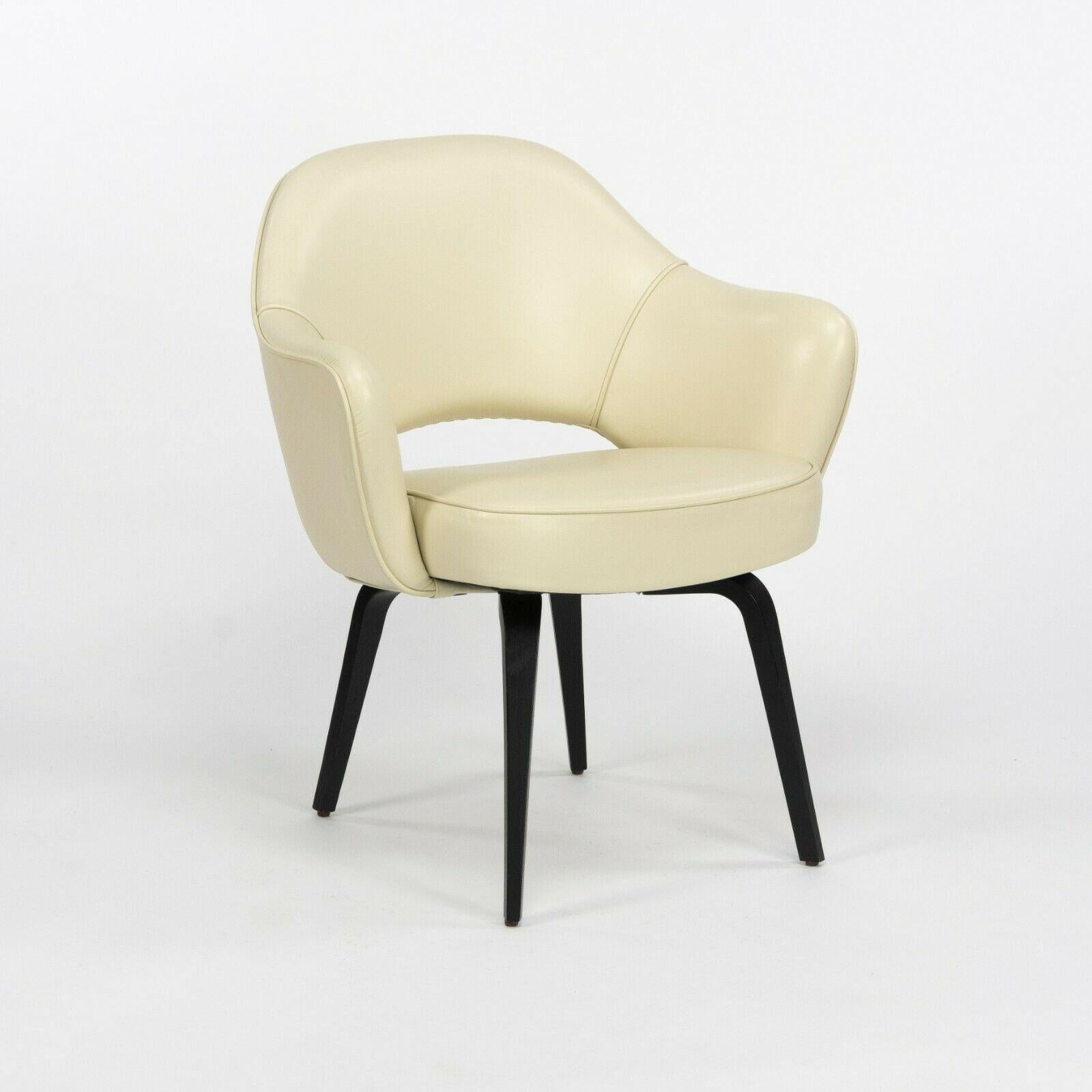 Modern Eero Saarinen for Knoll 2020 Executive Armchair with Ivory Leather & Wood Legs For Sale