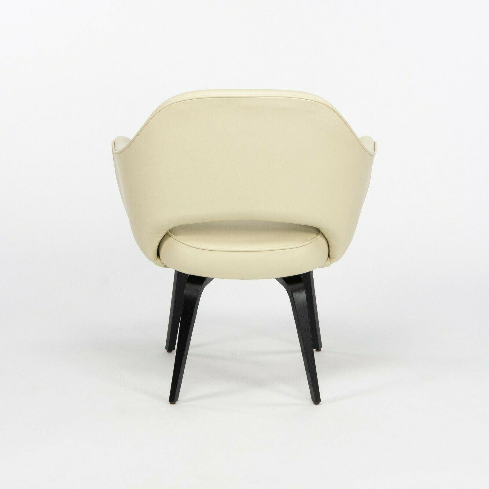 Contemporary Eero Saarinen for Knoll 2020 Executive Armchair with Ivory Leather & Wood Legs For Sale